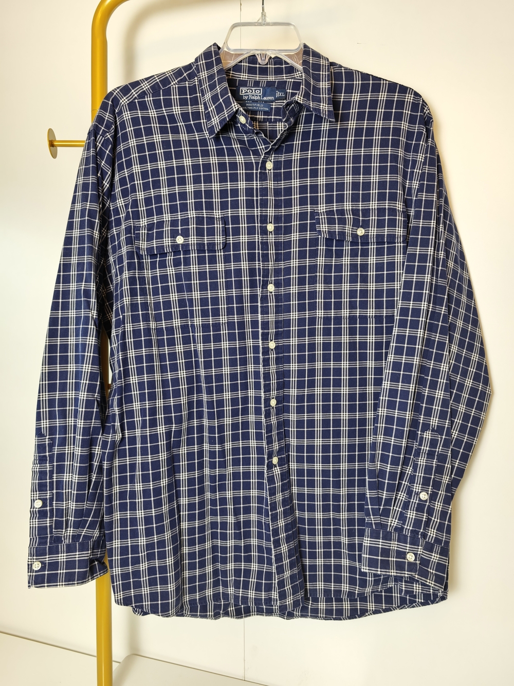 Preppy Academia Polo by Ralph Lauren Blue and White Checked Button-Down Shirt